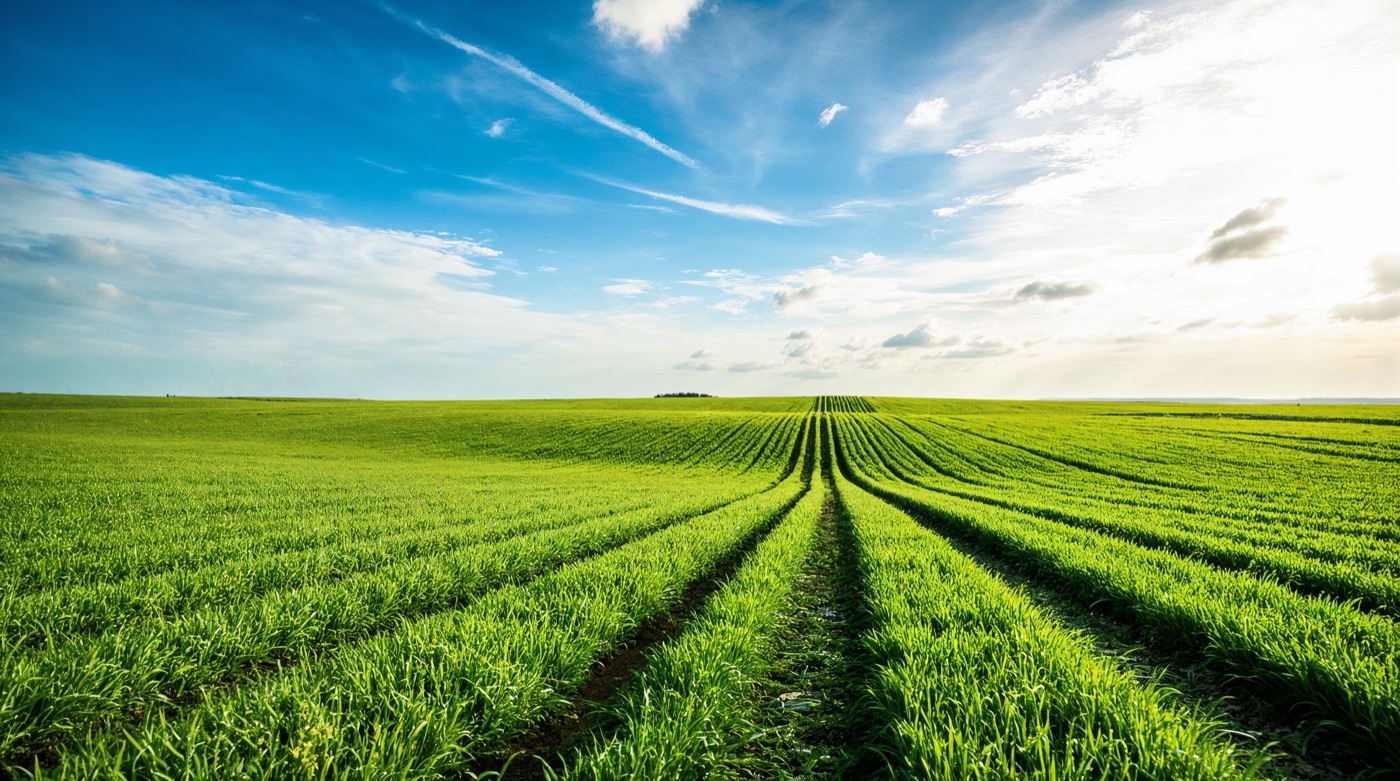 A family walking through an open field